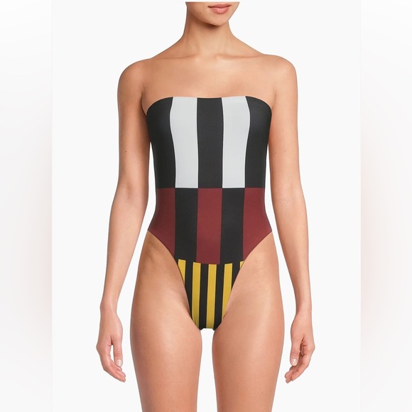NWT CALA de la CRUZ Lore Abstract Off-The-Shoulder One-Piece Swimsuit - Picture 1 of 6